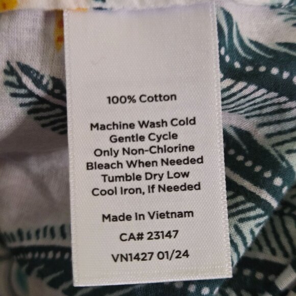 Talbots Birds And Palms Popover Blouse Tropical Vacation Sustainable Size L - Picture 9 of 9